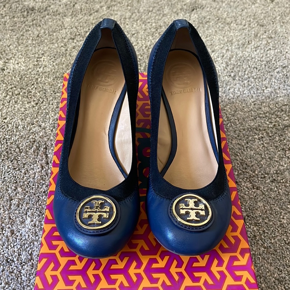 Tory Burch Navy Blue Wedge